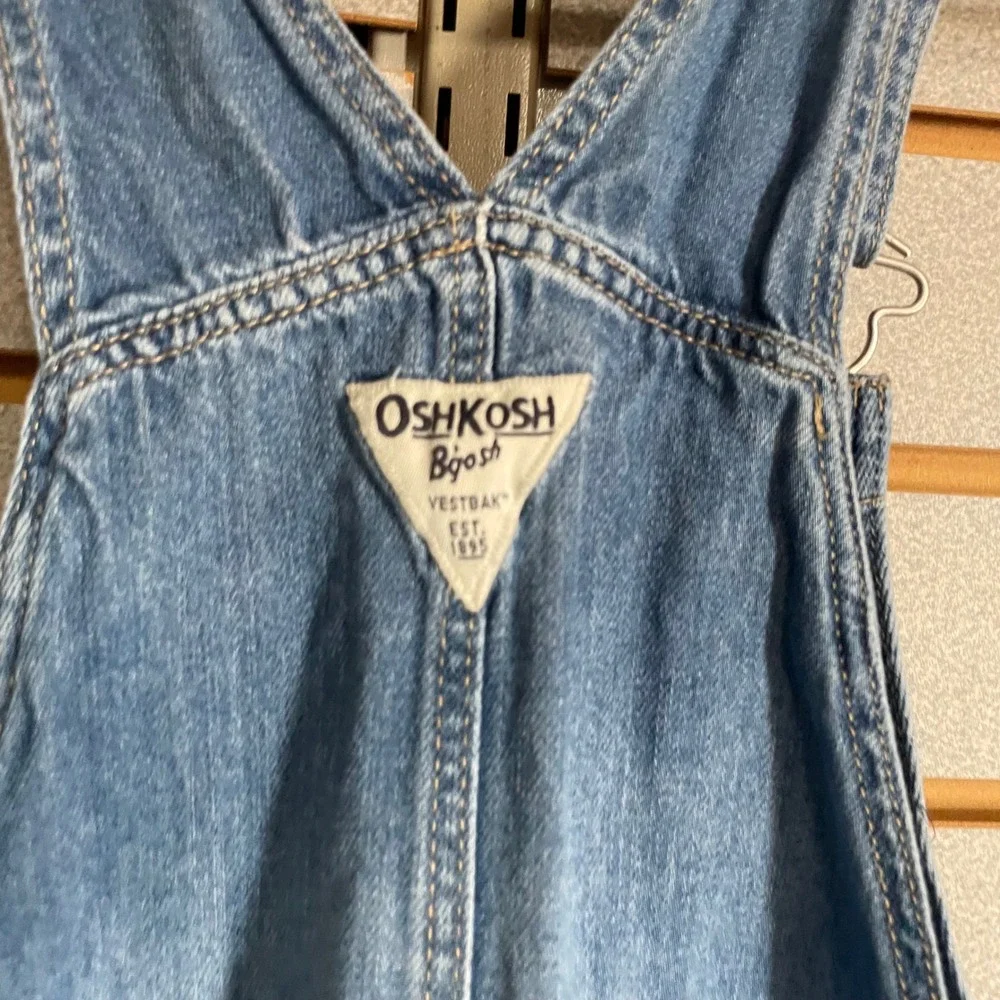 OshKosh‎ Bgosh Girls Blue Denim Vestbak Jumper Dress Sz 10 Medium Wash Tie Waist
